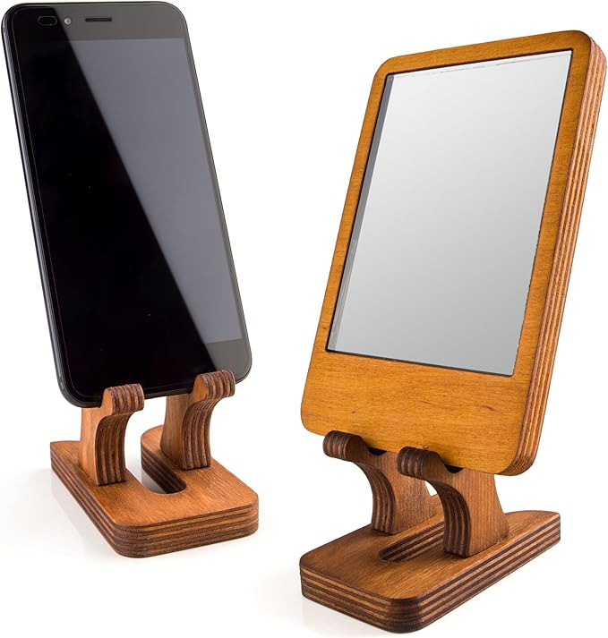 Rostmary Wooden Cell Phone Holder Tablet Stand for Desktop – Ideal for iPhone iPad Samsung Tablet PCs eReaders Artwork Make-up Mirror Photo Frame Stand – Lightweight Docking Station