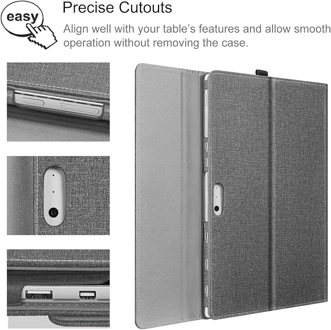 Fintie Case for 12.3 Inch Microsoft Surface Pro 7 Plus Surface Pro 7/6/5/4/3 - Portfolio Business Cover with Pocket Compatible with Type Cover Keyboard Black