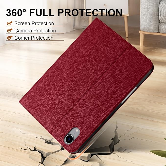 Genuine Leather Case for iPad 11th Gen 11/10th Gen 10.9 Black | Pencil Holder Adjustable Stand Auto Wake/Sleep Shockproof