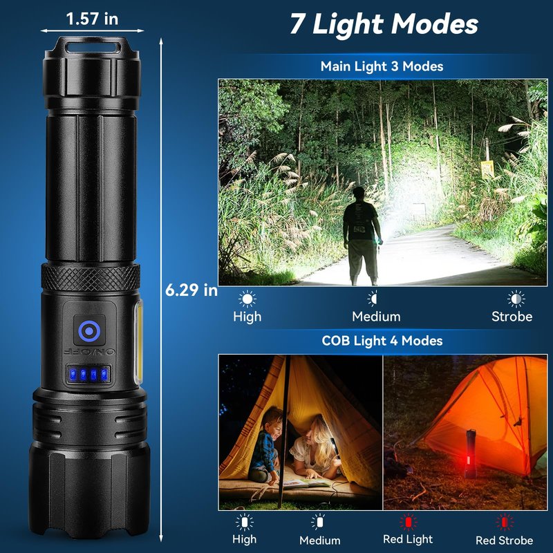 Sigoobal Flashlight LED Rechargeable Flashlights High Lumens, 99,000 LM Super Bright Powerful Flashlight, High Powered Flash Lights Waterproof Handheld Flashlights for Home Camping Hiking(2 Pack)
