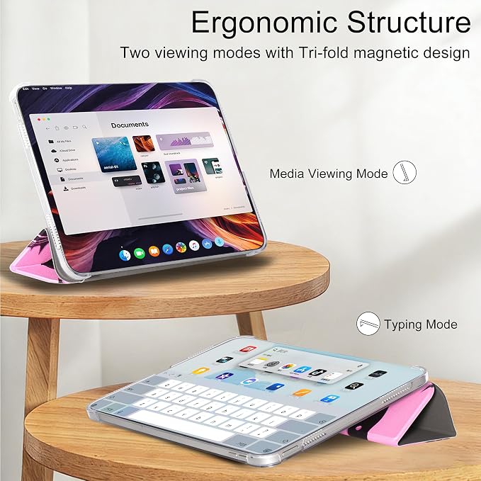 case for ipad 11th Generation11 Inch 2025 (A16 Chip) &amp 10th Gen 10.9 Inch 2022 - Slim Scratch-Resistant Hard PC Translucent Back Shell Smart Cover Wake/Sleep FunctionBlack Bow