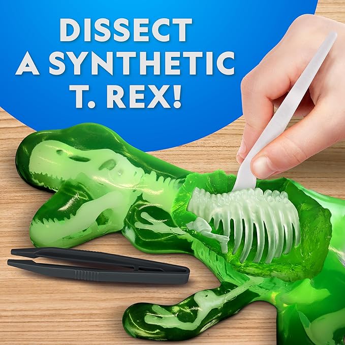 National Geographic Glow-in-The-Dark T. Rex Dissection Lab – Dissect a Synthetic Dinosaur, Build a 9.5” Glowing Tyrannosaurus Skeleton Model, Includes Refill Pack and Learning Guide, Dinosaur Toys