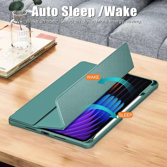Case Compatible with Xiaomi pad 7/7 Pro 11.2 2024Slim Drop Protection Tri-Fold with Hard Shell Transparent Back and Pen Holder Stand Smart Cover with Auto Wake/SleepBlack