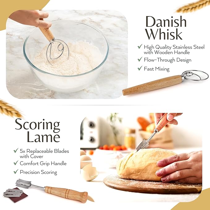 Wild Sky Co Sourdough Starter Kit For Beginners, Complete Bread Making Kit With Banneton Proofing Basket, Silicone Sourdough Baking Supplies, Beginner Sourdough Starter Kit, Sourdough Kit