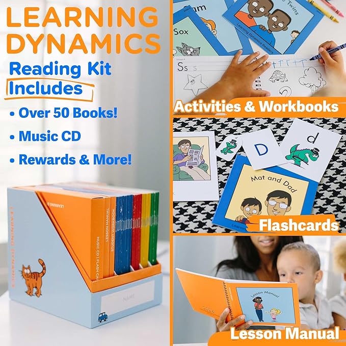 Learning Dynamics 4 Weeks to Read – Learn How to Read & Write Program Includes 53 Books, Teaching Manual, Activity Workbooks, CD, Flashcards , Manipulatives – Teaches Letters, Phonics & Reading