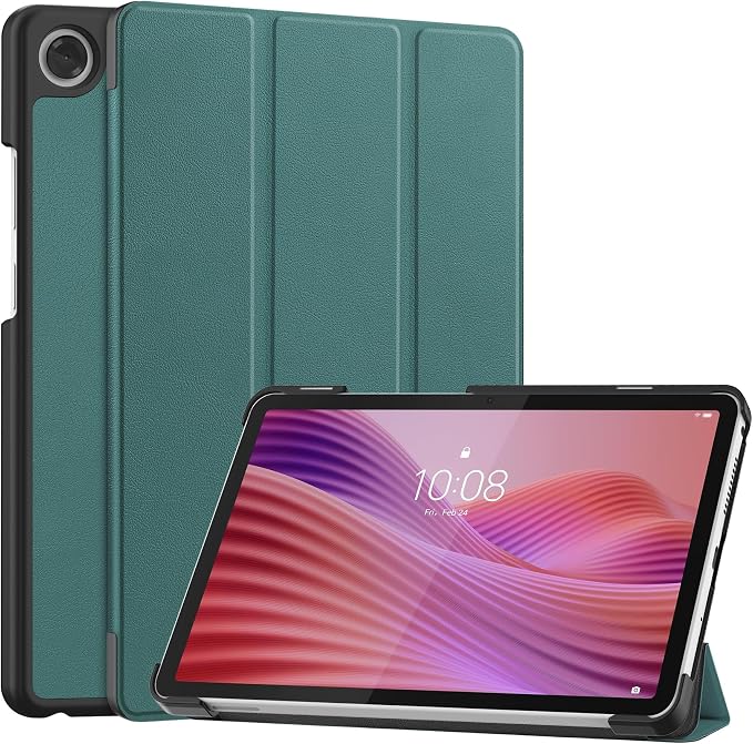 Smart Case for Lenovo Tab One / K9 8.7 Inch 2025 TB305XU/TB305FU Lightweight Trifold Stand Cover Auto Wake Sleep Blackish Green