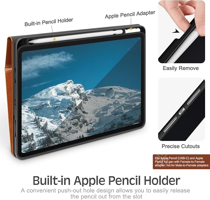Case for iPad (A16) 11th Gen 11-inch iPad 10th Gen 10.9-inch | with Pencil Holder PU Leather Protective Cover Auto Sleep/Wake Multi-Angle Viewing/Typing Stand Magnetic Closure Beige