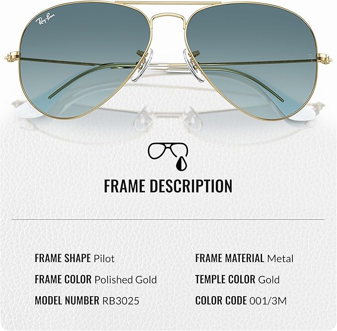 Ray-Ban RB3025 AVIATOR GRADIENT Pilot Shaped Sunglasses for Men & Women with Official RAYBAN Eyewear Kit