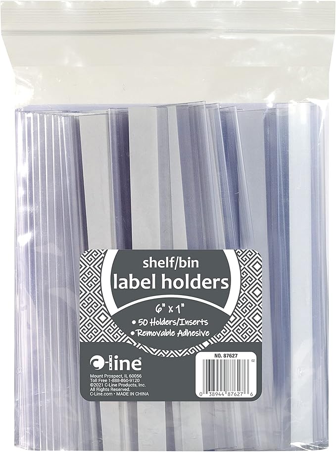 C-Line Self-Adhesive Label Holders, Top Load, 1 X 6, Clear, 50/pack