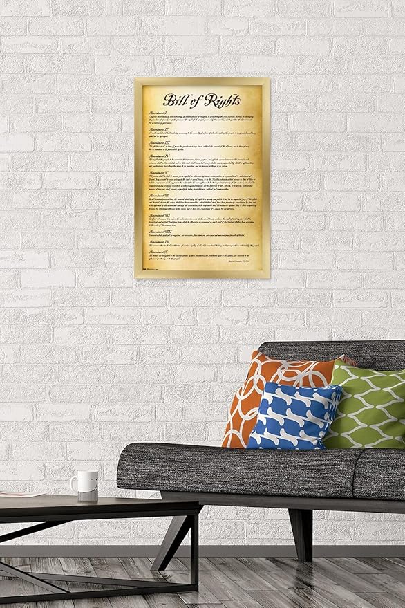 Trends International The United States of America - Bill of Rights Wall Poster, 14.725" x 22.375", Gold Framed Version