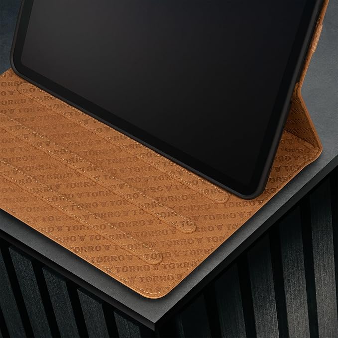 TORRO Case Compatible with iPad 11th / 10th Generation – Genuine Leather iPad 11th / 10th Gen (2025/2022) Case with Stand Function and Wake/Sleep Function (Black)