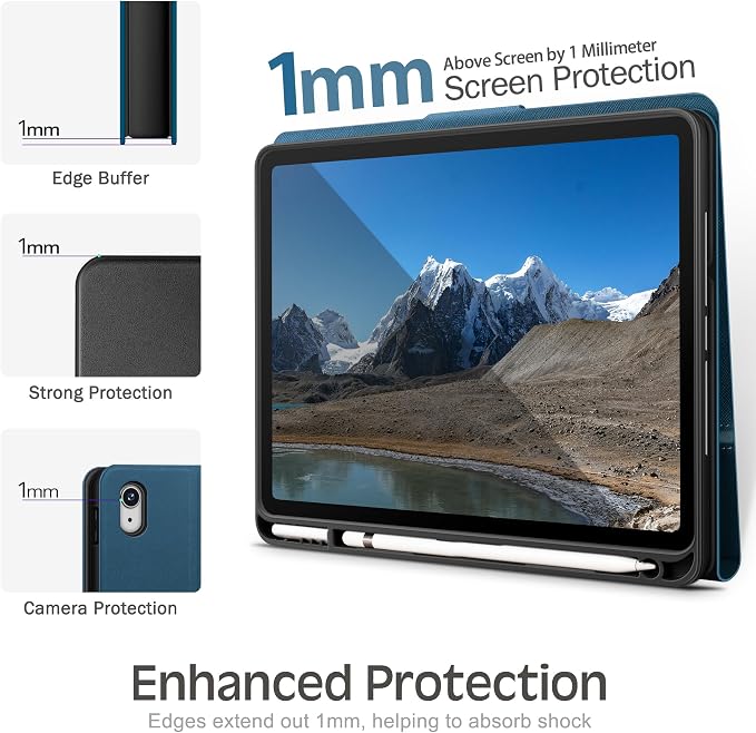 Case for iPad (A16) 11th Gen 11-inch iPad 10th Gen 10.9-inch | with Pencil Holder PU Leather Protective Cover Auto Sleep/Wake Multi-Angle Viewing/Typing Stand Magnetic Closure Beige