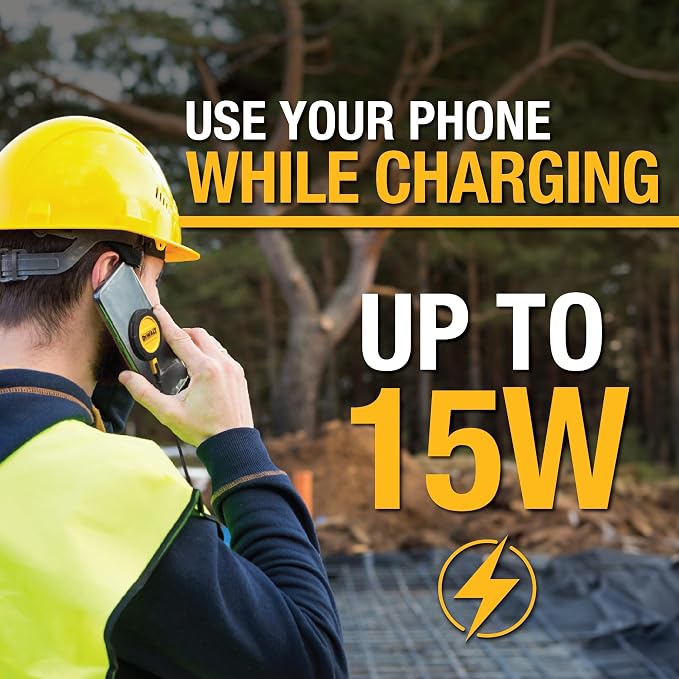 DEWALT Heavy Duty Wireless Charger 15W Max Cell Phone Charger | Wireless Charging Pad for MagSafe Compatible iPhone 17/16/15/14/13/12 Plus Pro Max Includes Wall Mounting Plate