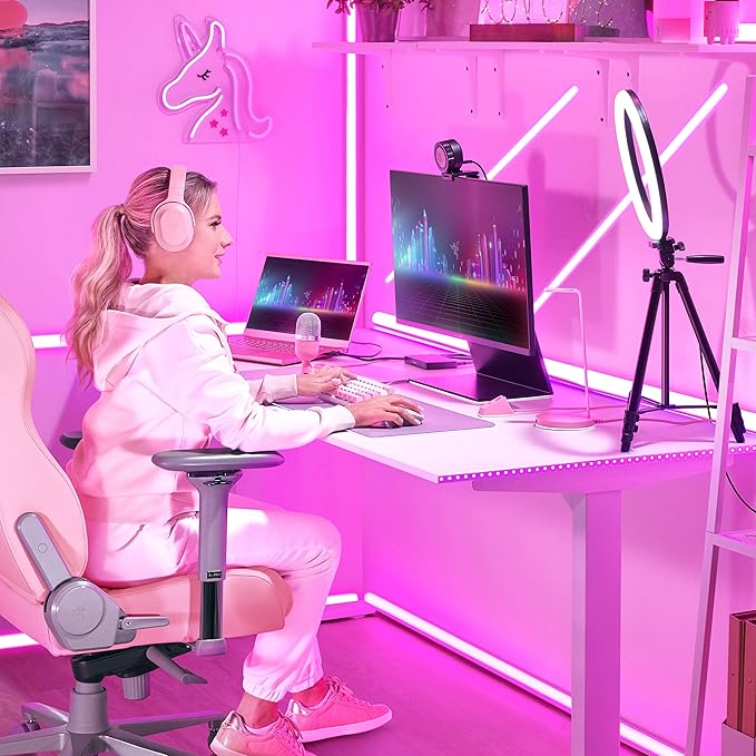 Base Station V2 Chroma Headphone Headset Stand Holder: Chroma RGB Lighting - Taller Stand & Anti-slip Ledge - USB Charging Ports - Anti-Slip Rubber Base - 3.5mm Port + Built-in DAC - Quartz Pink