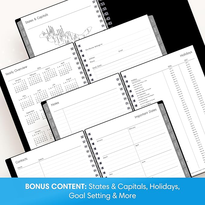 Blue Sky 2026-2027 Weekly and Monthly Academic Year Planner Calendar, July 2026 - June 2027, 5" x 8", Flexible Cover, Wirebound, Laminated Tabs, Enterprise