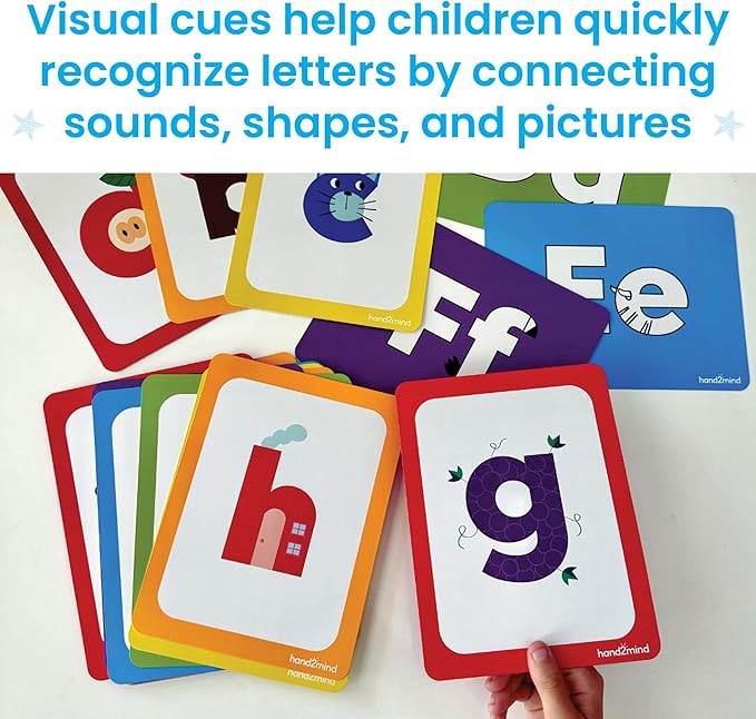 hand2mind Alphabet Picture Mnemonic Cards, ABC Flashcards for Kids, Classroom Alphabet Cards, Early Learning Flash Cards, Letter Recognition, Montessori Alphabet Cards, Toddler Learning Activities