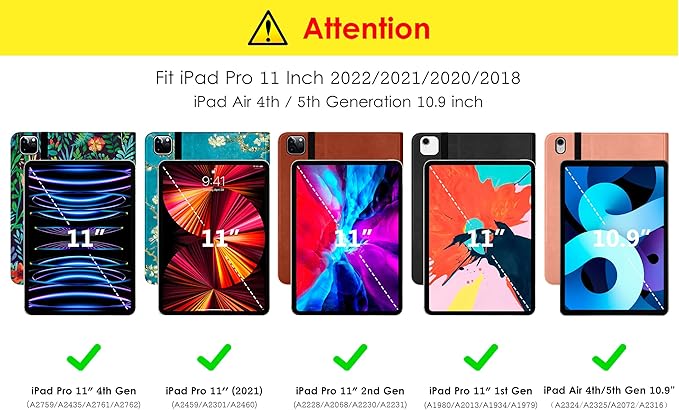 DTTO Case for iPad Pro 11 Inch 4th / 3rd / 2nd / 1st Generation 2022/2021/2020/2018Premium PU Leather Folio Stand Cover with Hand Strap Auto Wake/SleepMultiple Viewing Angles Dark Brown