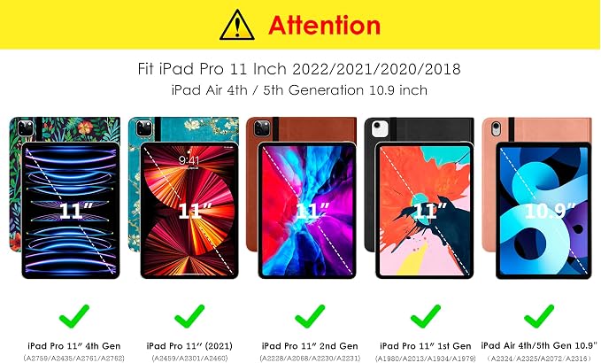 DTTO Case for iPad Pro 11 Inch 4th / 3rd / 2nd / 1st Generation 2022/2021/2020/2018Premium PU Leather Folio Stand Cover with Hand Strap Auto Wake/SleepMultiple Viewing Angles Black