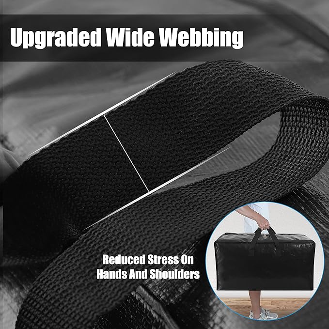 Cosy Family 8 Pack Heavy Duty Extra Large Moving Bags with Backpack Straps - Strong Handles & Zippers, Storage Totes For Space Saving, Fold Flat, Alternative to Moving Box (Set of 8, Black)