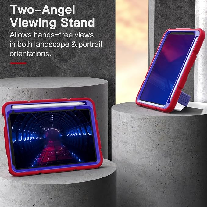 Grifobes Case for iPad mini 7th 2024 (A17 Pro) / Mini 6th Generation 2021 8.3 Heavy Duty Shockproof Cover with Pencil Holder Stand for i Pad Mini 7/6 Gen 8.3 inch Case (Black+Red+Red)