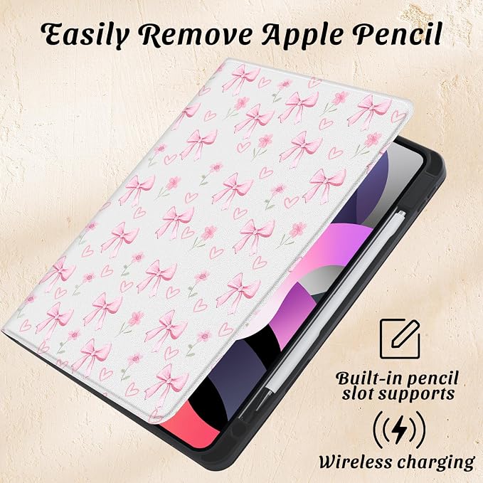 Cute Maple Bear Case for 10.2 iPad 2019/2020/2021(7th/8th/9th Gen) with Pencil Holder Auto Wake/Sleep Leather Soft TPU Back Cover for Women Girls