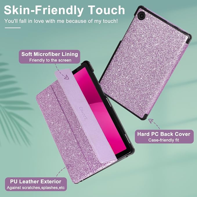 Caweet Case for T-Mobile Revvl Tab 2 10.1 Inch 2025 Released Lightweight Hard Back Shell Tri-Fold Stand Cover with Magnetic Closure Almond Blossom