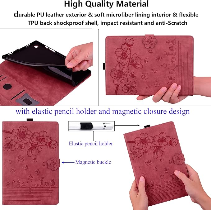 for Apple iPad 10.2 Case 9th/8th/7th Generation Cover (2021/2020/2019) with Auto Wake/Sleep Ultra Thin Lightweight Trifold Stand Folio PU Leather &amp Hard Back Hybrid Cover Almond Blossom