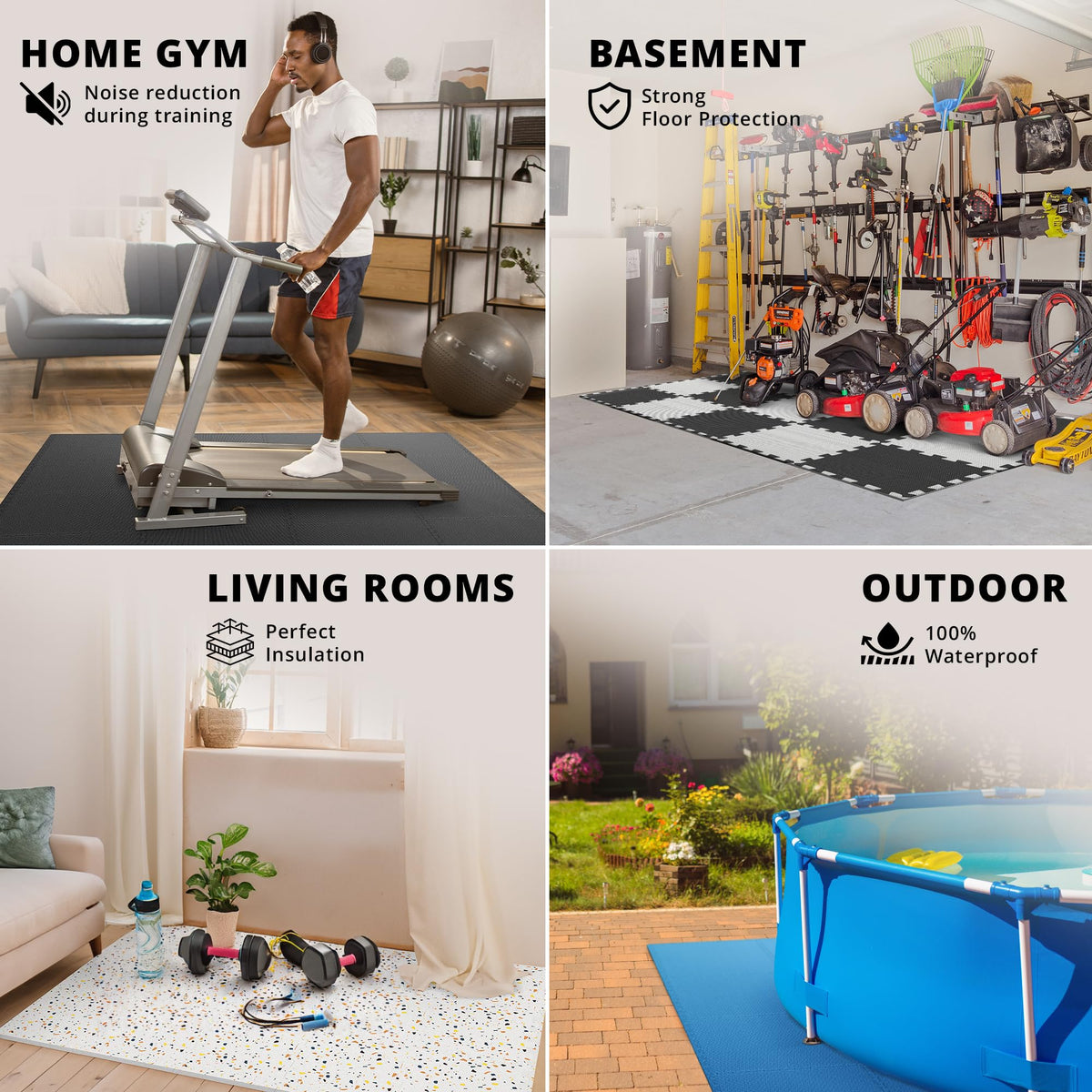 Gym Flooring Set - Interlocking EVA Soft Foam Floor Mat, 18 Pieces Puzzle Rubber Tiles Protective Ground Surface Protection, Play Workout Exercise Mats Underlay Matting Sports Pool Home Fitness Garage