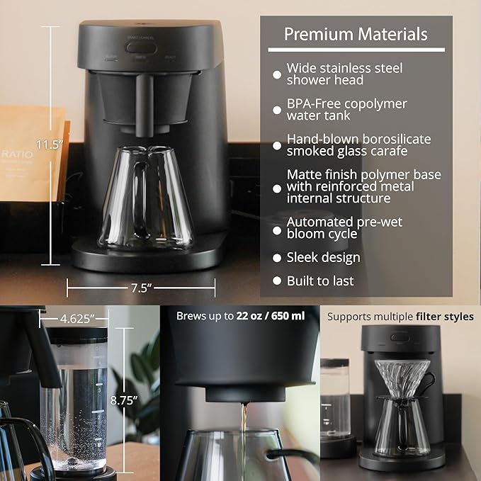Ratio Four Series 2 Drip Coffee Maker, 5-Cup, Removable Water Tank