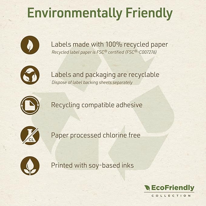 Avery EcoFriendly Recycled Shipping Labels, 2" x 4", White, Permanent Adhesive, Laser & Inkjet Printers, 250 Total, Great for Shipping and Mailing, Product Merchandising, and More (48263)