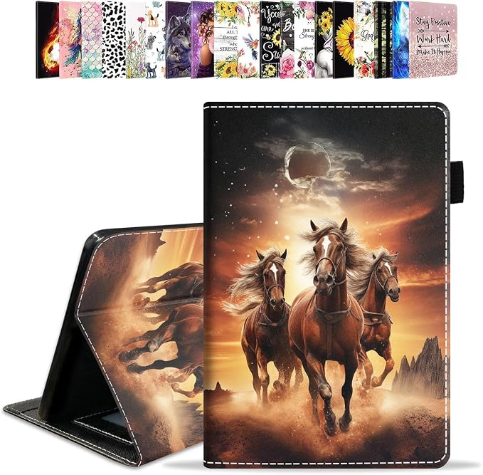 Case for Amazon Kindle Fire HD 10 Tablet 10.1 (9th/7th Generation 2019/2017 Release) - PU Leather Folio Case with Smart Auto Wake/Sleep African American Girl