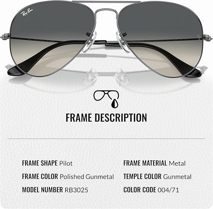 Ray-Ban RB3025 AVIATOR GRADIENT Pilot Shaped Sunglasses for Men & Women with Official RAYBAN Eyewear Kit
