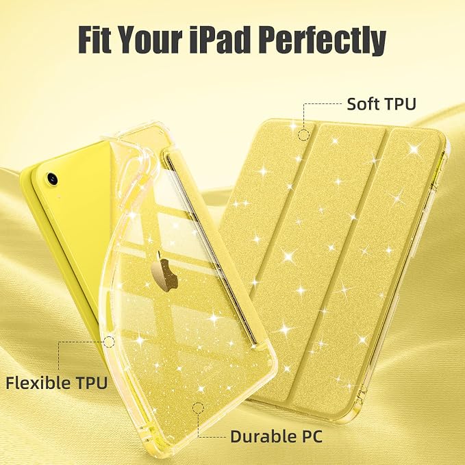 Akkerds for iPad 10th Generation Case 10.9 Inch 2024 - for iPad (A16) 11th Gen Case 11 Inch 2025 with Pencil Holder - Slim Trifold Stand Protective Cover with Crystal Clear Back - Gray