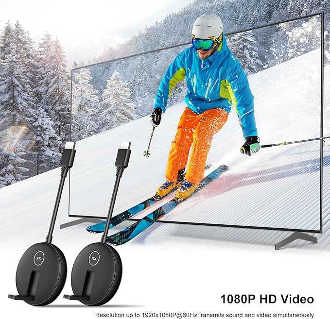 Wireless HDMI Transmitter and Receiver Kit. HDMI Wireless Extender Supports 2.4/5GHz Frequencies for Streaming of Video and Audio from Devices Such As Laptops, Cable Boxes, Cameras to Your Monitor/TV