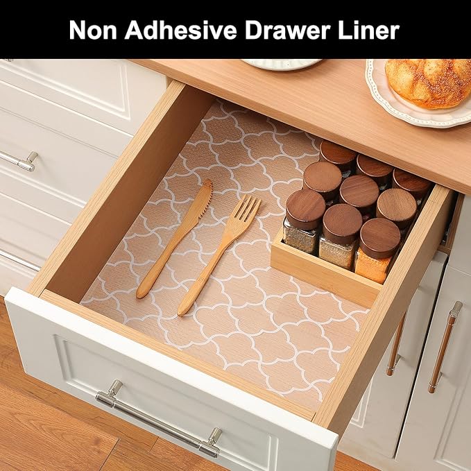 Cooyes Shelf Liner – Premium Non-Adhesive Cabinet & Drawer Liner for Kitchen – Waterproof Shelf Paper with Modern Pattern – Durable EVA Cabinet Mat – Easy to Cut (17.5" W x 78.7" L)