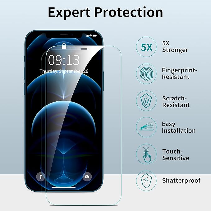 ImpactStrong 3-Pack Shatterproof Tempered Glass Screen Protector for iPhone 12 / iPhone 12 Pro [Easy Installation Frame] [Bubble Free] [9H Hardness] [Full Coverage] Case Friendly 6.1 Inch