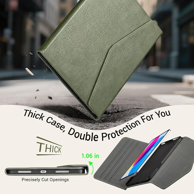 CoBak Premium Leather Case for iPad (A16) 11th Generation 11 Inch (2025) iPad 10th Generation 10.9 Inch (2022) - Elegant Magnetic Flip Cover with Auto Wake/Sleep Pencil Holder and Multi-Angle Stand