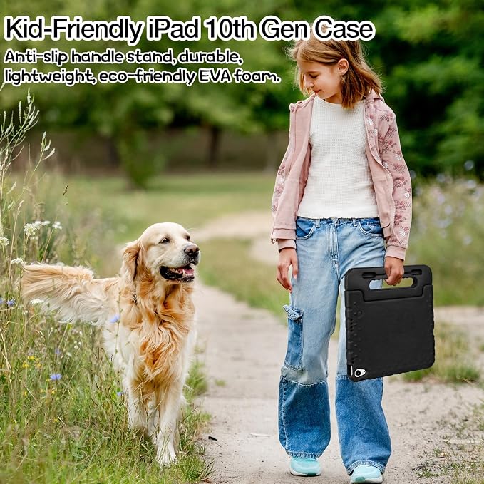 Case for iPad Pro 12.9 Case 2022/2021/2020/2018 with Pencil Holder &amp Hadle Stand Super Protection Kids Proof Cover for iPad Pro 12.9 inch 3rd/4th/5th/6th Generation Black