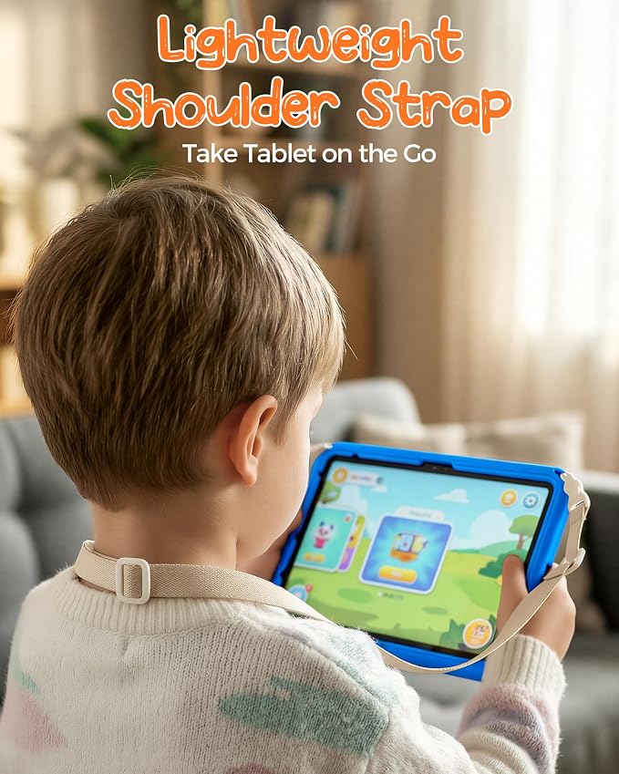 ProCase Kids Case for iPad 11th(A16)/10th iPad Air 11 M4/M3/M2 Air 5/4th | Shockproof Cover 360° Ring Stand Pencil Holder Shoulder Strap Drop &amp Scratch Resistant for Toddler Tablets -Black
