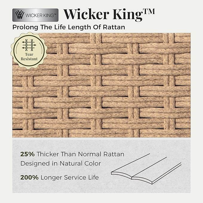 Patio Furniture Set 2 pcs, Wicker Outdoor Patio Furniture, 2 Single Chairs, Rattan Patio Conversation Set for Backyard Deck, Beige
