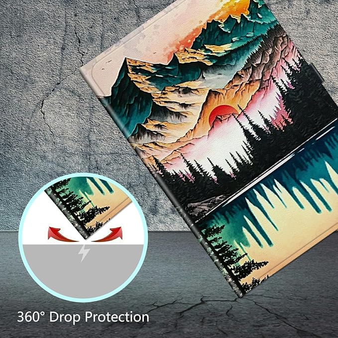 Universal Case for 10.6 inch 11 inch TabletUniversal Case for 10.6-11 Inch Touchscreen TabletSlim PU Leather Stand Folio Shell Cover with 360 Degree Rotatable Kickstand ViewingAbstract Sun Leaf
