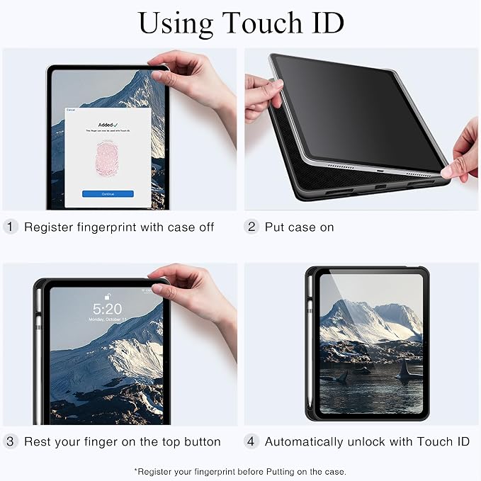 Antbox Case for iPad (A16) 11th (11'')/ 10th Generation (10.9'') Black | High Grade Skin-Touch Vegan Leather Built-in Pencil Holder Auto Sleep/Wake Function