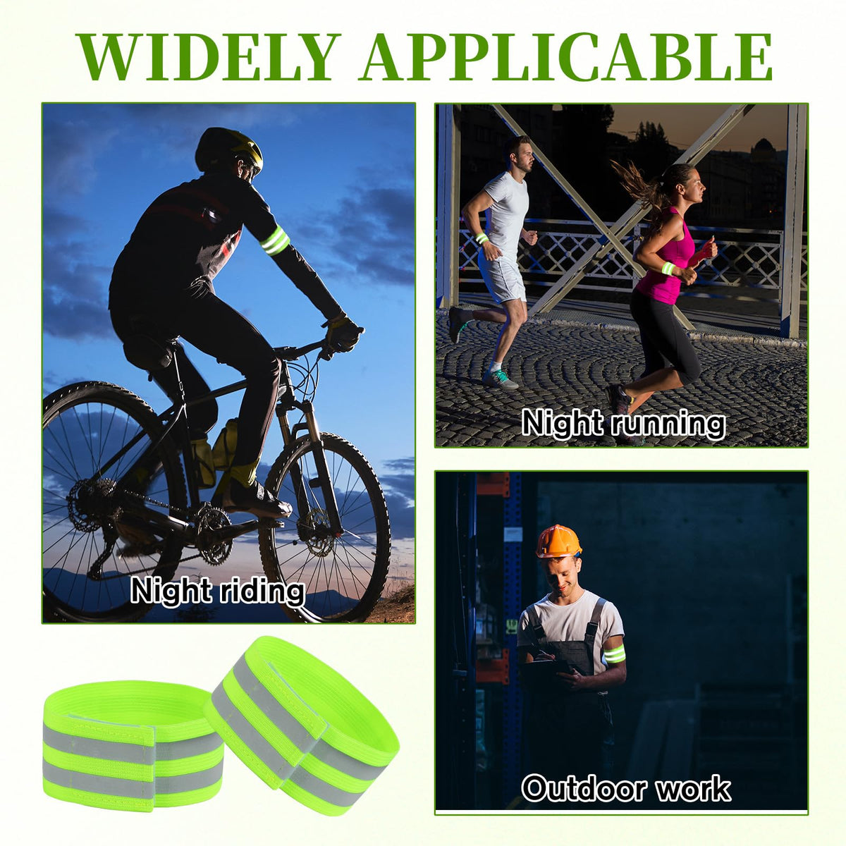 8PCS High Visibility Reflective Bands for Running, Neon Strap Tape Bracelets, Adjustable Reflective Strap Bracelets, Reflectives Running Gear for Women Men Runnings Cycling Walking Arm Wrist Ankle Leg
