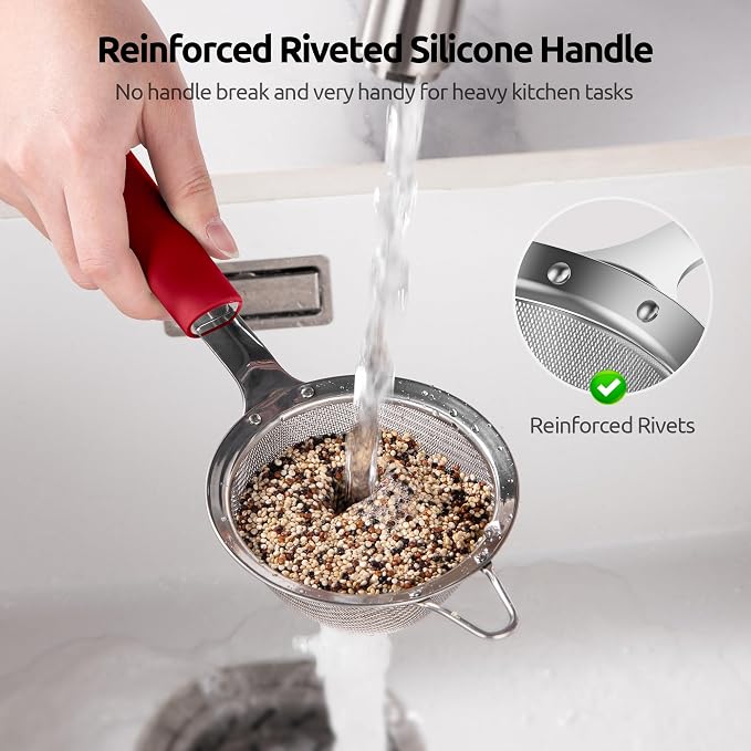 U-Taste Small Fine Mesh Strainer: 18/8 Stainless Steel 3.35in 30 Mesh Kitchen