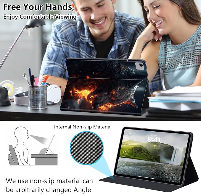Case for iPad Air 11-inch (M4 2026 / M3 2025 / M2 2024) iPad Air 5th/4th Gen (2022/2020) 10.9 Slim PU Leather Folio Stand &amp Auto Sleep/Wake Protective Smart Cover Tree Fluorescent