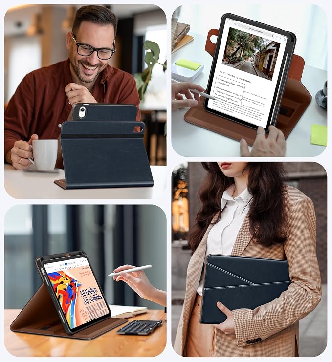 DTTO for iPad Air 11 inch Case M4/M3/M2 (2026/2025/2024) Black | 360 Degree Rotating Premium Faux Leather Folio Stand Cover with Pencil Holder Auto Sleep/Wake Multiple Angles Hand Strap