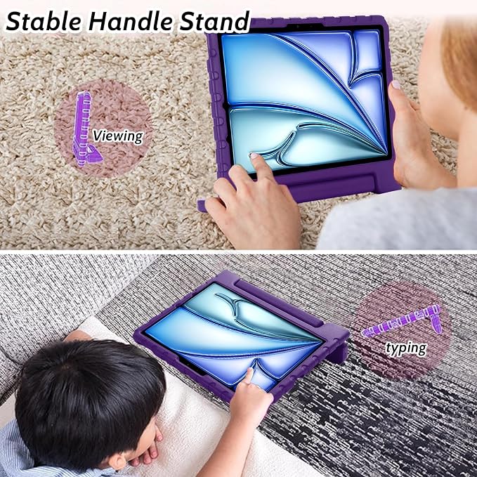 Dteck Kids Case for iPad 10.2 - Shockproof Rugged EVA Handle Stand Child Proof Case for iPad 9/8/7 Generation Black