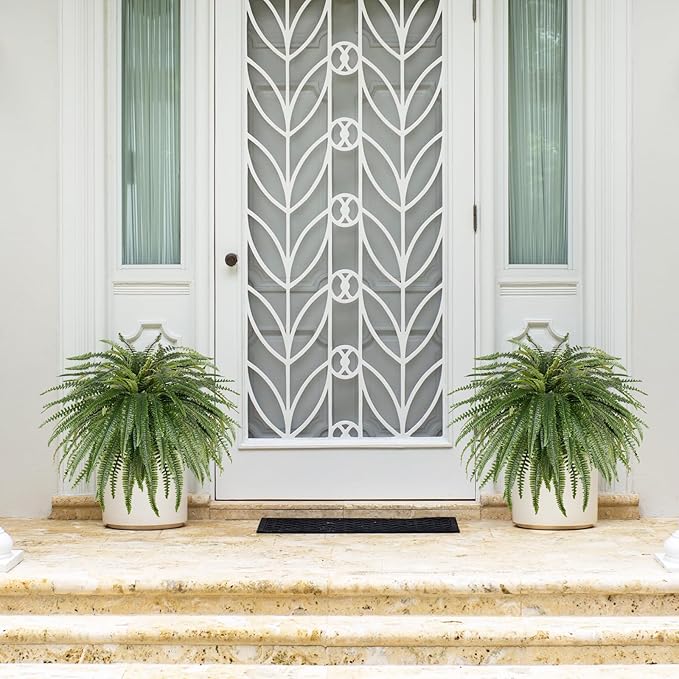 46" Artificial Fern Plants, Set of 2 Large Fake Ferns for Outdoors Indoor, Realistic Faux Boston Fern Bush with 71Fronds Each for Planter, Garden, Porch, Home Décor