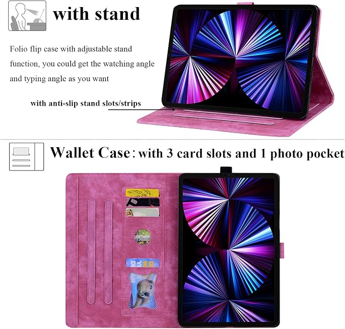 for Apple iPad 10.2 Case 9th/8th/7th Generation Cover (2021/2020/2019) with Auto Wake/Sleep Ultra Thin Lightweight Trifold Stand Folio PU Leather &amp Hard Back Hybrid Cover Almond Blossom