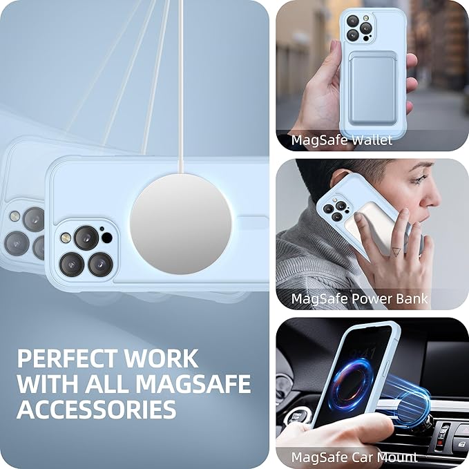 BERFY Magnetic for iPhone 13 Pro Max Case, Compatible with MagSafe, Built-in Privacy Screen Protector and Upgraded Camera Protection, Anti-Spy Full Body Shockproof Phone Case for 13 Pro Max 6.7", Blue